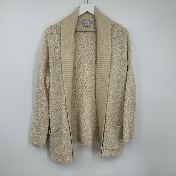 Vintage Style Cream Sweater Cardigan Size Large Boho Fall Cozy Soft Baggy - Picture 3 of 8